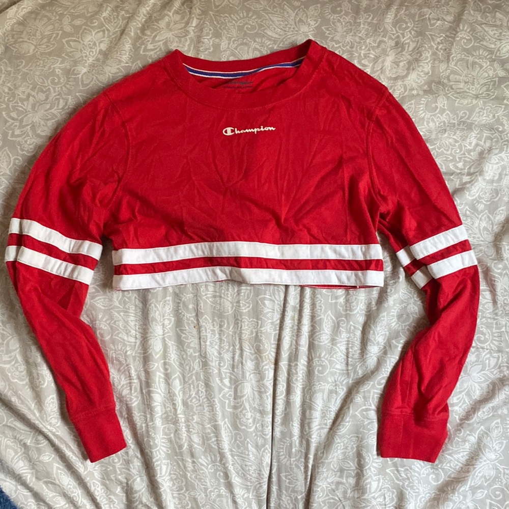 red champion size small crop top